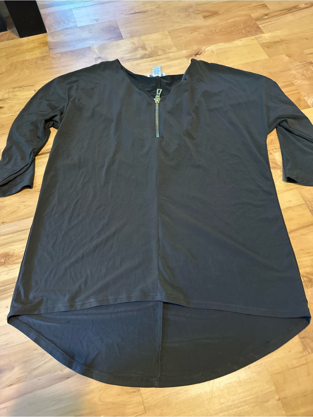 Carmen Black Zip-Front Women’s Button Down Top